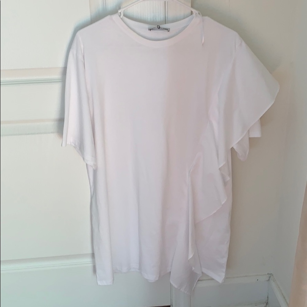 ZARA White Ruffle TShirt Dress